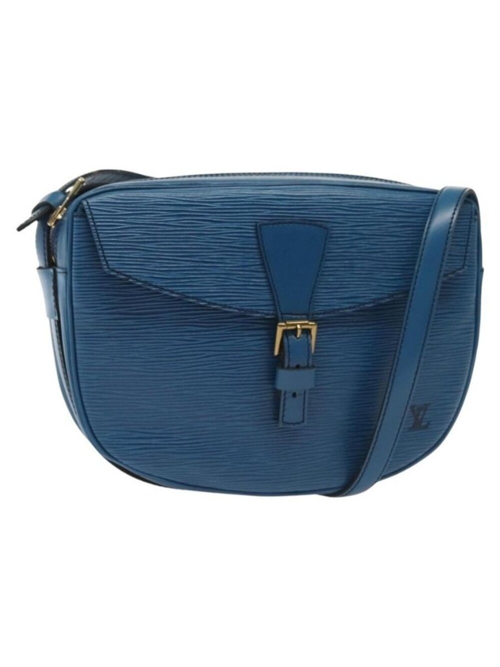 Authentic LOUIS VUITTON Epi June Feuille Shoulder Bag Blue M52155 LV